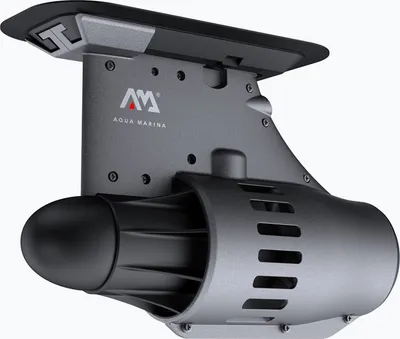 A close-up studio shot of an Aqua Marina Blue Drive S Power Fin SUP Motor.