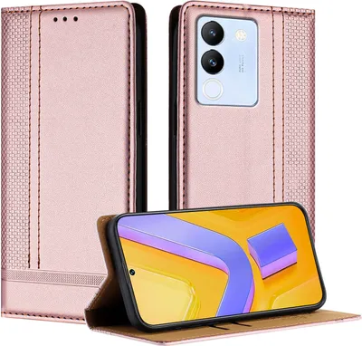 Produktbild von Handyhülle für Vivo V29E 5G Leder Flip Klappbare Schutzhülle mit Standfunktion Pink