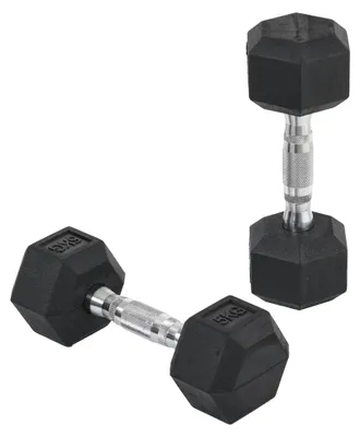 Immagine prodotto di Set di 2 Manubri da Palestra Esagonali da 5kg in Gomma con Impugnatura Antiscivolo   Nero