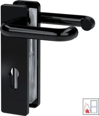 Produktbild von BASI - FS-Drücker-Beschlag - ZT/FS 2150 - Kurzschild eckig - Kunststoff Schwarz - 7522-0200