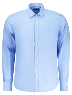 Produktbild von Herren Langarmshirt Blau – Regular Fit mit Französischem Kragen