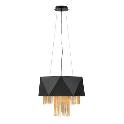 Image de Lampe à suspendre, plafonnier, acier, noir or, D 45 cm