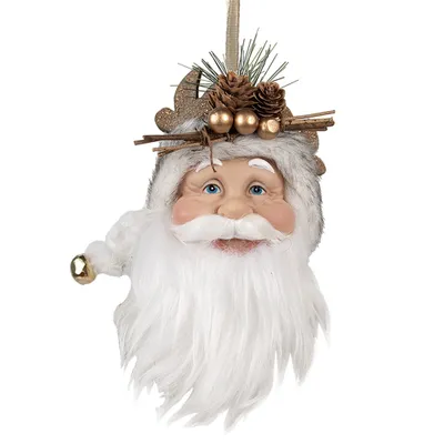 Produktbild von Clayre & Eef Weihnachtsanhänger Weihnachtsmann 10x9x28 cm Weiß Kunststoff