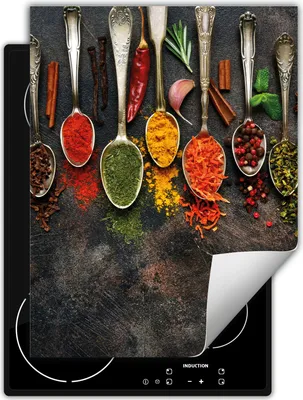 Produktbild von DarHaus Herdabdeckplatte Einteilig Küche Abdeckplatte für Glaskeramikfeld Abdeckung Induktionskochfeld Aufrollbare Matte 40x52 cm, Gewürze - Löffel
