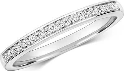 Produktbild von Funkelndes Feuer Eleganter 9 Karat (375) Weißgold Halb Eternity Diamant Damenring Brillant-Schliff 0.09 Karat H - I1, 51 (16.2); TRS21139RSL