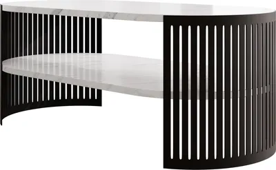 Produktbild von MIRJAN24 Couchtisch Fikoli Oval I, Wohnzimmer Kaffeetisch, Gestell aus Stahl (Farbe: Schwarz / Bianco Marmor)