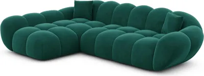 Produktbild von Samtstoff L-Form Sofa Liva Smaragdgrün Links
