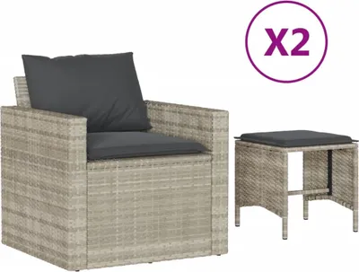 Produktbild von vidaXL 4-tlg. Garten-Sofagarnitur mit Kissen Hellgrau Poly Rattan
