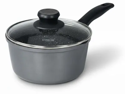 Immagine prodotto di Stoneline, pentola con coperchio, modello 12584, in ghisa/alluminio fuso, diametro 18 cm, adatta per piani cottura a induzione, con rivestimento antiaderente