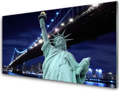 Produktbild von Acrylglasbilder 100x50 Wandbild Druck Brücke Freiheitsstatue Architektur