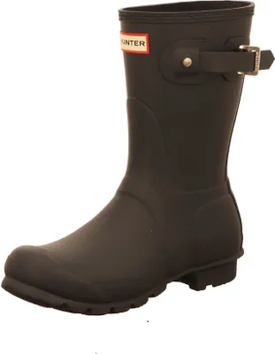 A single black Hunter Original Short Boot shown from the side.