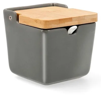 Zuckerbehälter Keramik Bambus handgefertigt 10x10x10 cm mehrfarbig