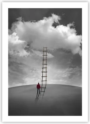 Produktbild von Poster - Poster ohne Rahmen - Symbol Leiter Himmel - 50x70 cm - Wand Bild - Wanddeko - Wandbilder - Kunstposter - Wandposter - Bilder - Kunstdruck - Wanddekoration - Wandbild - P2XPA50x70-4900