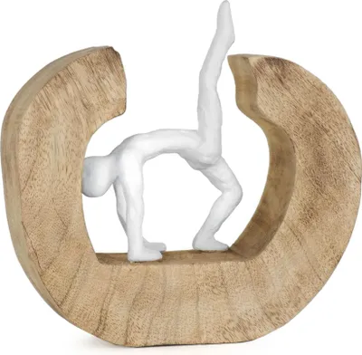 Immagine prodotto di Scultura Moritz I Yoga the Wheel I 20,5 x 7 x 20,5 cm I Decorazione in legno I Sculture Decorazione I Moderno I Soggiorno I Legno I Scultura in legno
