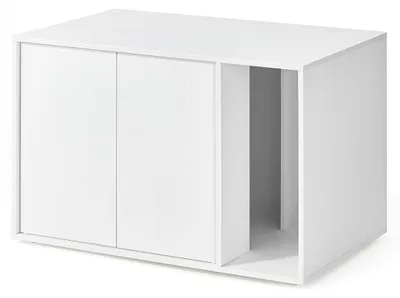 Produktbild von Katzentoilette – Katzenmöbel – Push-to-open-Türen – Schneeweiß – 80 x 50 x 50 cm