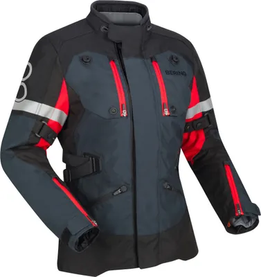 Produktbild von Bering Halifax 17353 wasserdichte Damen Motorrad Textiljacke, schwarz/anthrazit/rot, 46