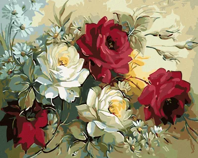 Produktbild von Diamondi - Diamond painting - STRAUß VON GEMALTEN ROSEN, 40X50 cm, mit Keilrahmen (bereits gespannt)