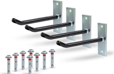 A set of wall-mounted hooks and anchors on a white background.