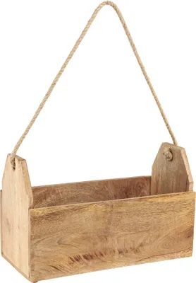 Produktbild von Pflanzkasten Holz Jute Henkel 35x16x21,5cm Deko Vintage