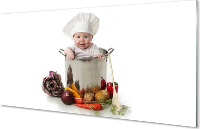 Produktbild von Glasbilder 100x50 Wandkunst Baby-Gemüse in einem Topf