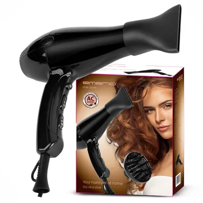 Obrázek produktu pro Fén Emerio – 2 rychlosti – 3 stupně teploty – studený vzduch – ionizace – stylingová tryska + difuzér – 2200 W – HD-122192