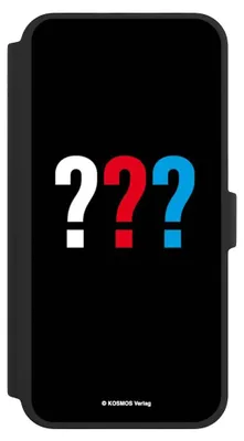 Produktbild von NIVOCASE Klapphülle für Apple iPhone 16 Pro Max  Handyhülle aus Kunst Leder NIVOflip schwarz Logo Offizielles Lizenzprodukt Die drei ???