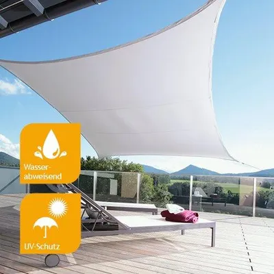 Produktbild von Sonnensegel 3,6m Quadrat silber mit Befestigung