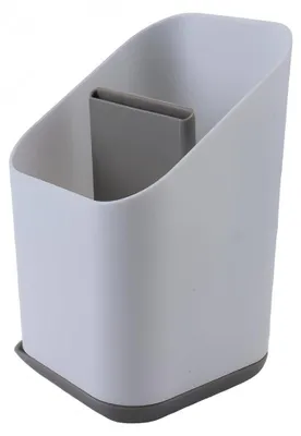 Utensilienhalter mit Abtropffläche, PP, Grau, 18,7x11x10,7 cm