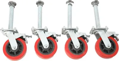 Produktbild von Lenkrollen - Möbelrollen Ø 15 cm - 4er-Set - 360° Drehbar - Leise - Mit Bremse - Schwerlast - Für Möbel & Wagen