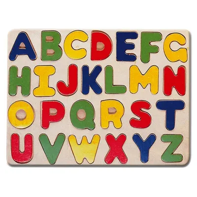 Produktbild von Bino world of toys Steckpuzzle ABC Legepuzzle aus Holz Motorikspiel für Kinder ab 3 Jahre (26-Teilig, beinhaltet alle Buchstaben, besondes robust, Maße: 30 x 1 x 22,5 cm), Bunt
