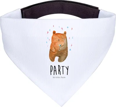 Produktbild von Mr. & Mrs. Panda Hundehalstuch Bär Party - Weiß - Geschenk, Halstuch für Hund, Geburtstag, Hunde Tuch, Feiern, Lustig, Geburtstagsgeschenk, Teddy, Bandana