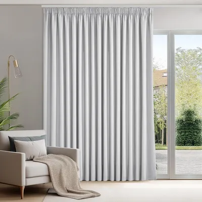 Produktbild von Blickdichte Thermogardine mit Kräuselband 245x300 cm Silber Grau 1 Stück