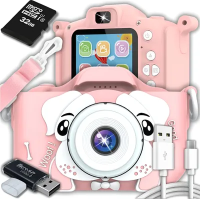 Zdjęcie produktu dla Aparat Fotograficzny Cyfrowy Dla Dzieci Kamera Zabawka Gry + Karta 32Gb