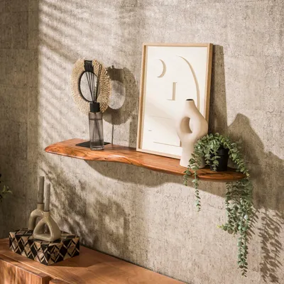 Image de Étagère murale FURNLUX en acacia biologique 120 cm / Couleur principale : marron / Dimensions : 120 x 4 x 20 cm