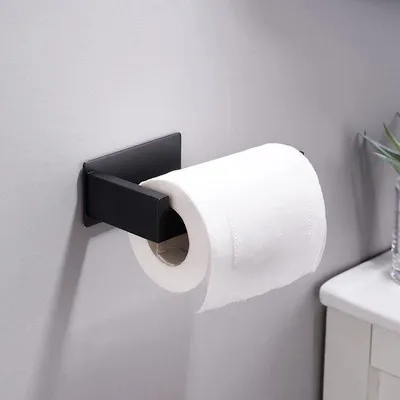 Obrázok produktu pre Samolepiaci držiak na toaletný papier z nehrdzavejúcej ocele, čierny, do kúpeľne a kuchyne