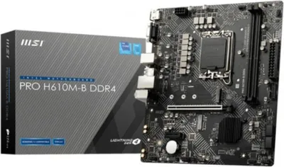Produktbild von MSI PRO H610M-B DDR4 - Motherboard - micro ATX - LGA1700-Sockel - H610 Chipsatz - USB 3.2 Gen 1 - Gigabit LAN - Onboard-Grafik (CPU erforderlich) - HD Audio (8-Kanal)