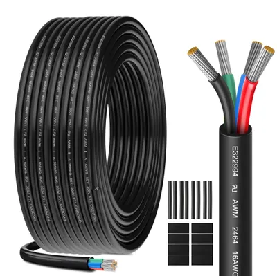 16AWG 4x1,3mm² Elektrokabel, 20 m, 4-adrig, verzinntes Kupfer, 300V
