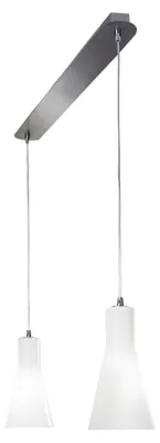 Image de Suspension Diana En Métal Et Verre Soufflé, Finition Chromée, Douille E27 2 X 60 W, Ip20, Design Élégant Et Moderne, Code 2753-46-138