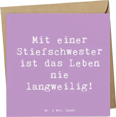 Produktbild von Mr. & Mrs. Panda Deluxe Karte Spruch Stiefschwester Abenteuer - Lavendeltraum - Geschenk, anlasskarte, Klappkarte, Beziehung, Familienleben, faltkarte, Glückwunschkarte