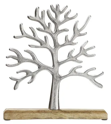 Produktbild von Gilde Standrelief, Lebensbaum, Aluminium, Mangoholz, silberfarben, VE 2, L. 30 cm, B. 5 cm, H. 32 cm 48792 4009079487923