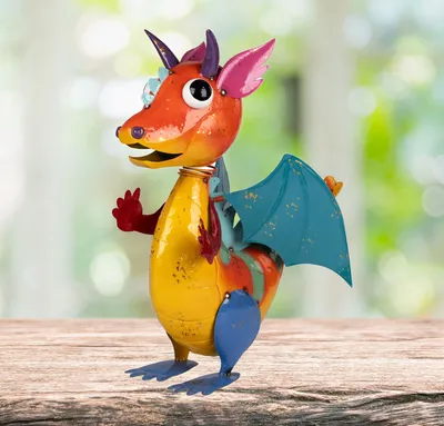 Produktbild von formano Metall-Figur Drache Wackel-Kopf 57 cm Gartenfigur Handbemalt Wackelfigur