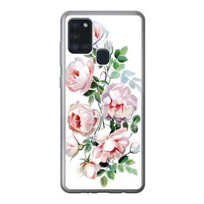 Produktbild von MuchoWow® Handyhülle Schutzhülle Hülle für Samsung Galaxy A21s Aquarell - Rosen - Blumen Silikon Softcase Handy Hülle - Hartschale