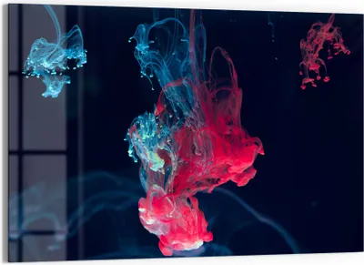 Produktbild von DEQORI Glasbild Echtglas 90x60 cm 'Tintentropfen im Wasser' Wandbild Bild modern Deko
