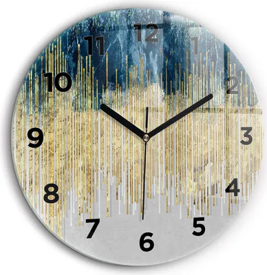 Produktbild von Wallfluent Große Wanduhr – Stilles Quarzuhrwerk - Uhr Dekoration Wohnzimmer Schlafzimmer Küche - Zifferblatt - schwarze Zeiger - 60 cm - Dekoratives Muster und Gold