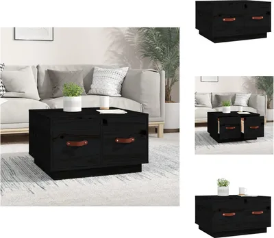 Zdjęcie produktu dla vidaXL Stolik kawowy czarny 60x53x35 cm lite drewno sosnowe - Stoliki kawowe
