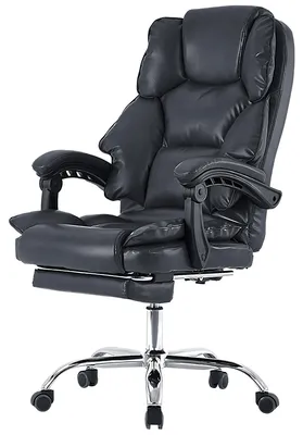 Produktbild von Bürostuhl mit Fußstütze und flexiblen 3-Punkt-Armlehnen - Schreibtischstuhl im Lederoptik - ergonomischer Bürostuhl mit einer verstellbaren Rückenlehne für gesündere Sitzhaltung,Farbe:Schwarz