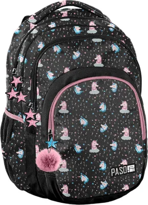 Produktbild von PASO mehrfarbig licht Rucksack Schulrucksack Schultasche UNICORN Einhorn