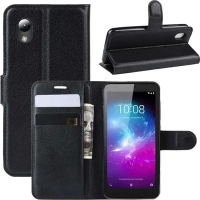 Image de Étui de protection en simili cuir noir pour téléphone portable ZTE Blade A31 Lite