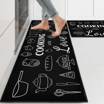 Produktbild von Küchenteppich Set 2 Stück Dessert 43x150cm + 43x75cm rutschfest wasserabsorbierend