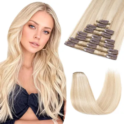 Productafbeelding van Solidchoice - 8 Clip-In Haarextensions 60 cm Balayage Blond #18/613